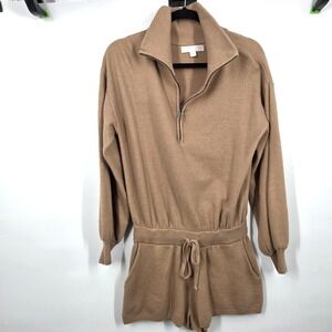 Spirtual Gangster Women's Funnel Neck Romper Brown M $148 Cozy Lounge Sleep